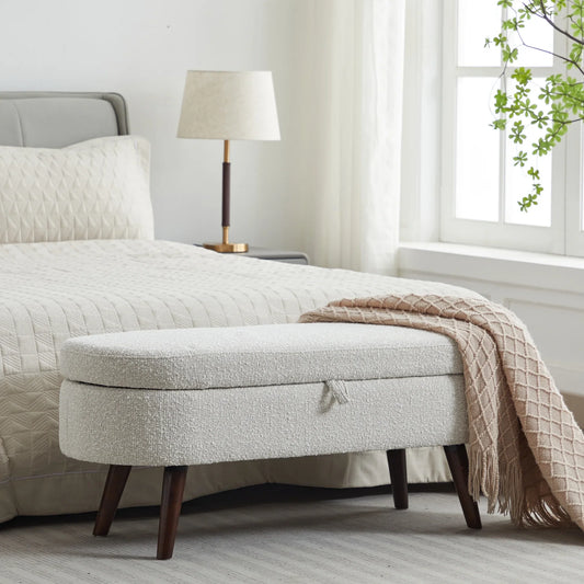Storage Ottoman Bench End of Bed for Bedroom,Upholstered Entryway Shoe Seat Bench with Storage, Modern Cute Padded Blanket Chest Stool Foot Rest for Living Room, Window Seating