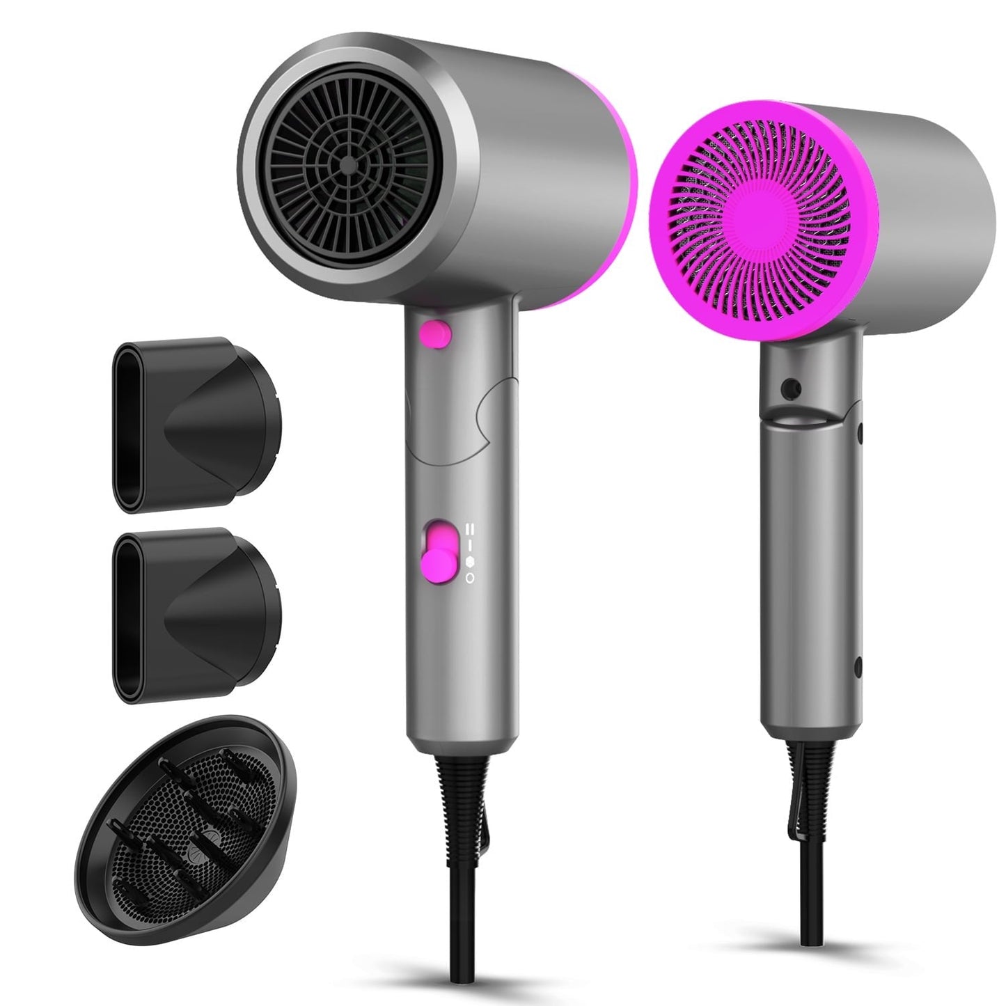 Hair Dryer, 1800W Professional Ionic Hairdryer for Hair Care, Powerful Hot/Cool Wind Blow Dryer, 3 Attachments, ETL, UL and ALCI Safety Plug