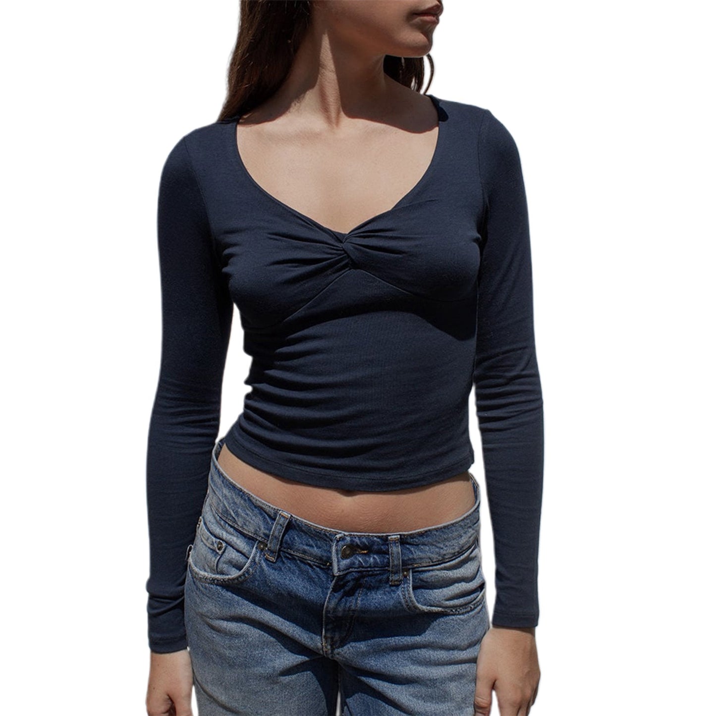 Peyakidsaa Women Long Sleeve T-Shirts Casual Shirts Spring Fall Slim Fit Blouse Tops Streetwear