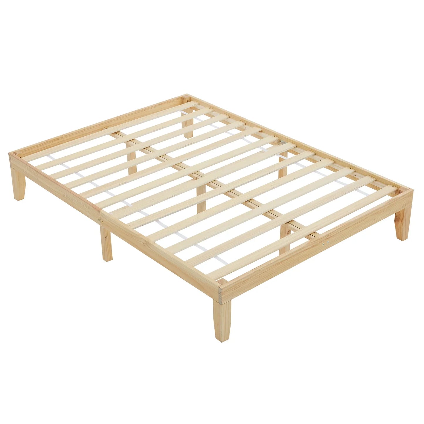 Ktaxon 12" Deluxe Wood Platform Bed Frame, Queen Bed Frame, Mattress Foundation, Natural Wood Finish, Queen