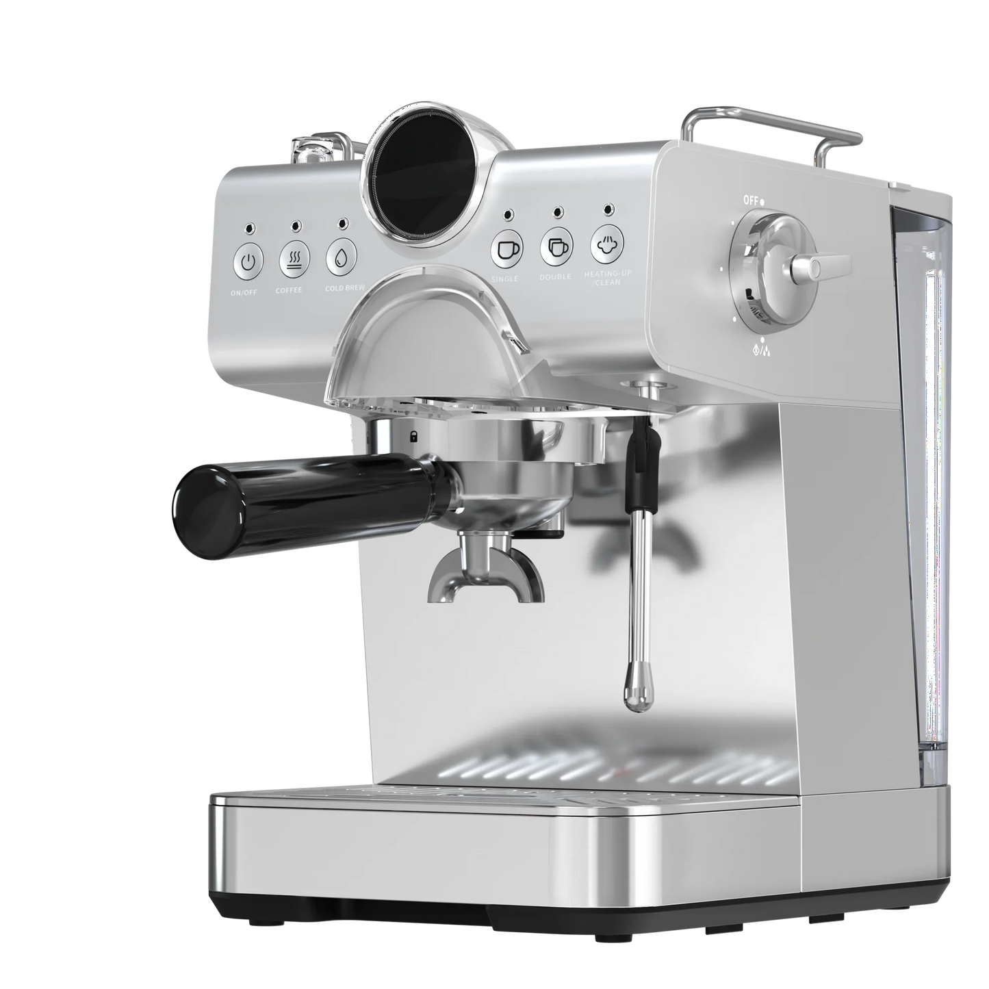 Auseo Pro Espresso Machine with Cold Brew & Milk Frother, 20-Bar Pressure Coffee Maker, Smart LED Display & Compact Stainless Steel Design for Lattes/Cappuccinos