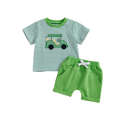 Peyakidsaa Summer Infant Baby Boys Cotton Shorts Set Clothes Short Sleeve Tops and Short Pant 2 Pcs Sets