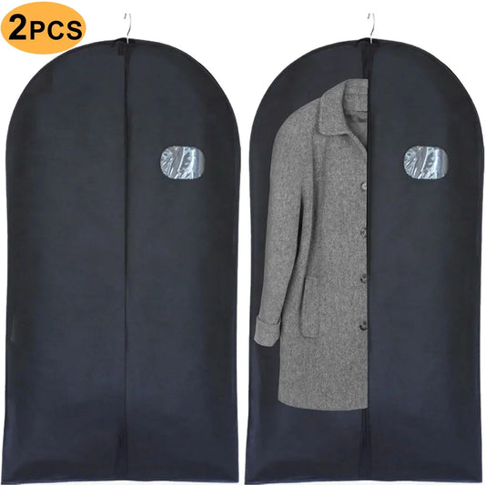 ARCTICICE 2-Pack 40" Garment Bag for Hanging Clothes Suit with Clear Window Zipper Suit Bags for Travel Bussiness Trip, Black