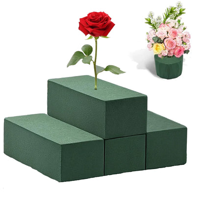 4 Pcs Floral Foam Blocks,Green Wet Dry Flower Foam Plant Foam for Wedding, Birthdays Fresh & Artificial Flower Arrangements DIY Craft( 8.86L x 4.13W x 2.95H)
