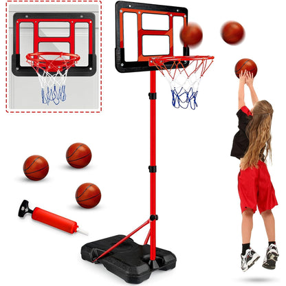 Kids Basketball Hoop with Stand, Adjustable Basketball Set, Toddler Basketball Toys for Boys Age 3 4 5 6 7 8, Indoor Outdoor Backyard Sport Game Gifts