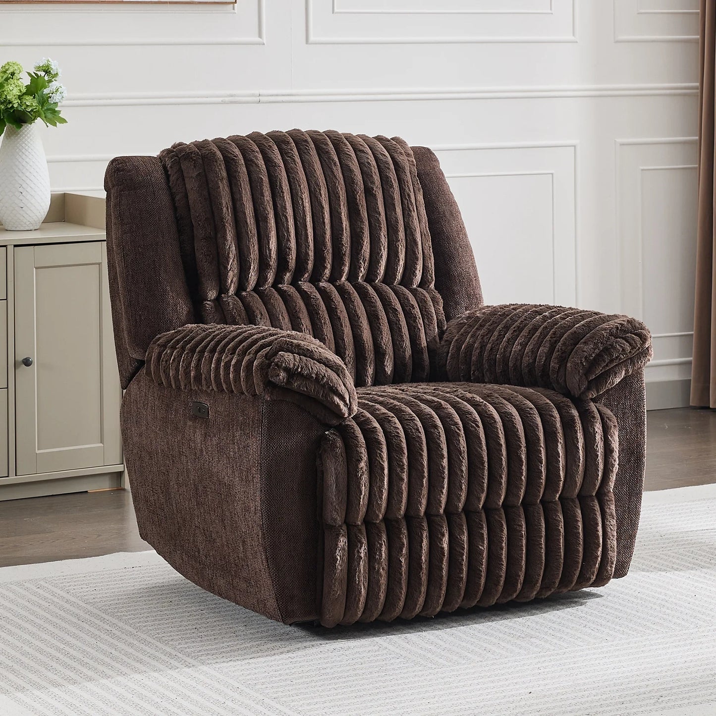 Power Recliner Oversize Chairs for Adults Electric Recliners Chair Soft Fabric Overstuffed Single Reclining Chair for Living Room for Big Man with USB Port