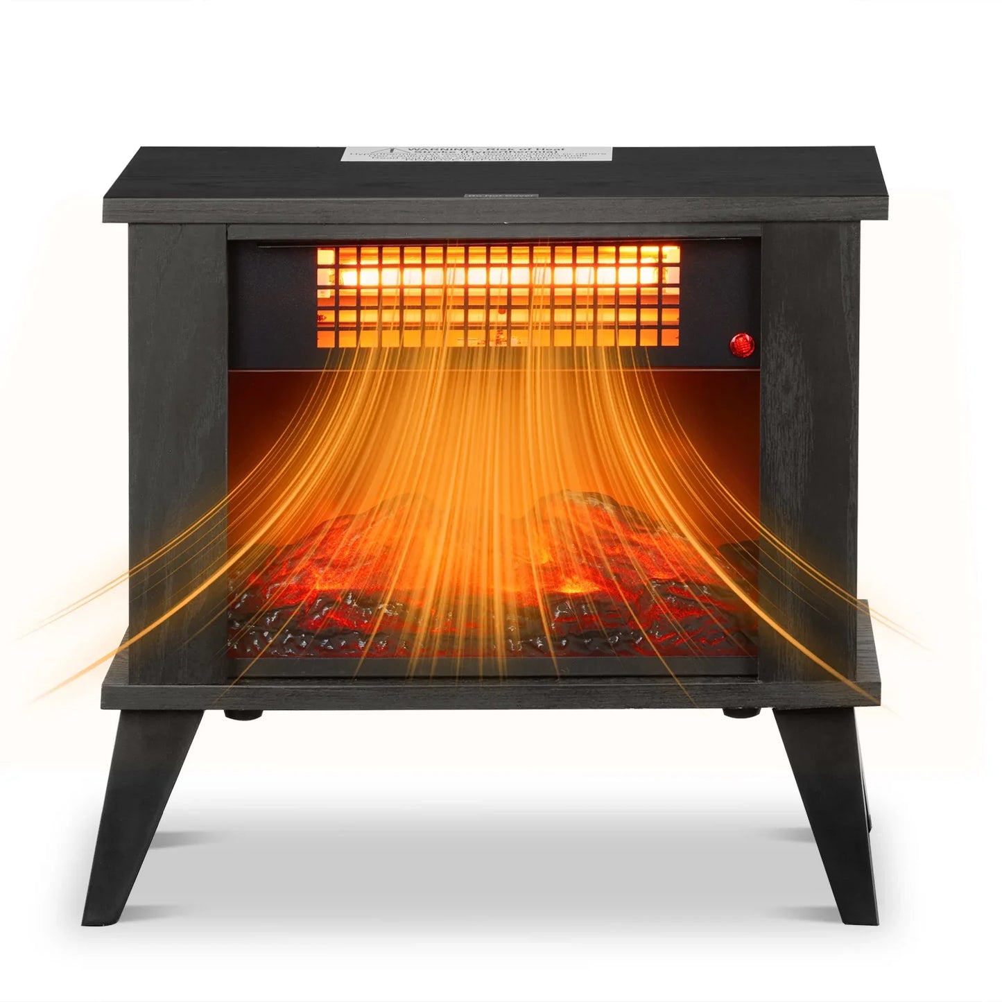 Ktaxon 15" Electric Fireplace Heater, Freestanding Wooden Fireplace Stove with 3D Realistic Flame, Overheat Protection, 1000W Portable Electric Heater for Indoor Bedroom Office Home, Black