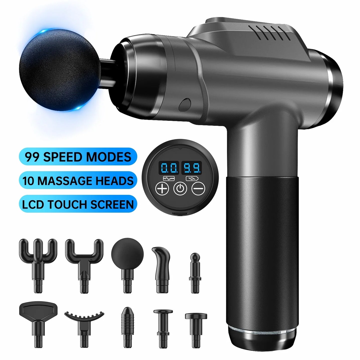 Muscle Massage Gun Handheld Deep Tissue Massager Electric Quiet Portable Massaging Gun 99 Speed Adjustable Professional Fascia Gun for Sore Muscle and Stiffness