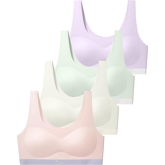Seamless Training Bras W/ Lightweight Fixed Cups£¬Invisible Dig-Free Teen Bras for Girls 10-16 £¨4 Pack)
