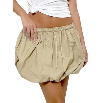 Peyakidsaa Womens Cute Bubble Skirts Casual Summer Elastic Waist Drawstring Short Skirts Mini Skirts