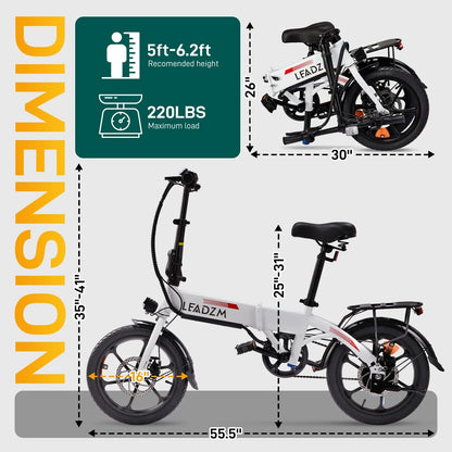 Ktaxon 16in Folding Electric Bike for Adults Teens, 350W 36V/7.5AH Ebike, MAX 15.5MPH Commuter Bicycle for Women/Men, LCD Display