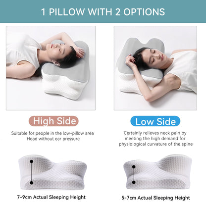 GTNSHUAI Neck Pillow Memory Foam for Pain Relief Bed Cervical Pillow for Sleeping, Gray