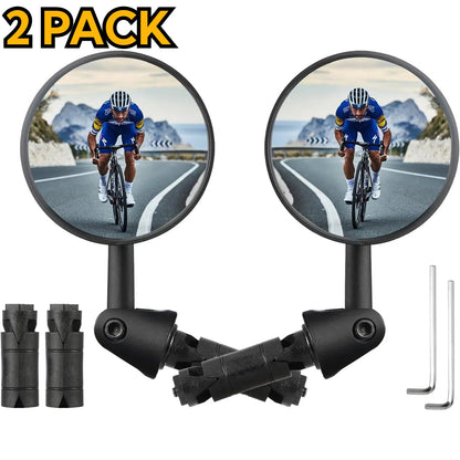 2 Pack Bike Mirrors, Adjustable Rotatable Rear View Glass Convex Mirrors, Handlebar End Rear View Mirrors for Mountain Road Bike Bicycle