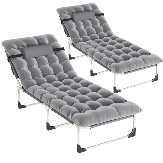 Jacgood Folding, Extra Wide Portable Sleeping Cots with Mattress, 2 Count