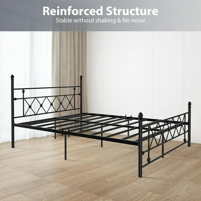 HOMWOO Metal Platform Bed Frame with Headboard, Queen Size