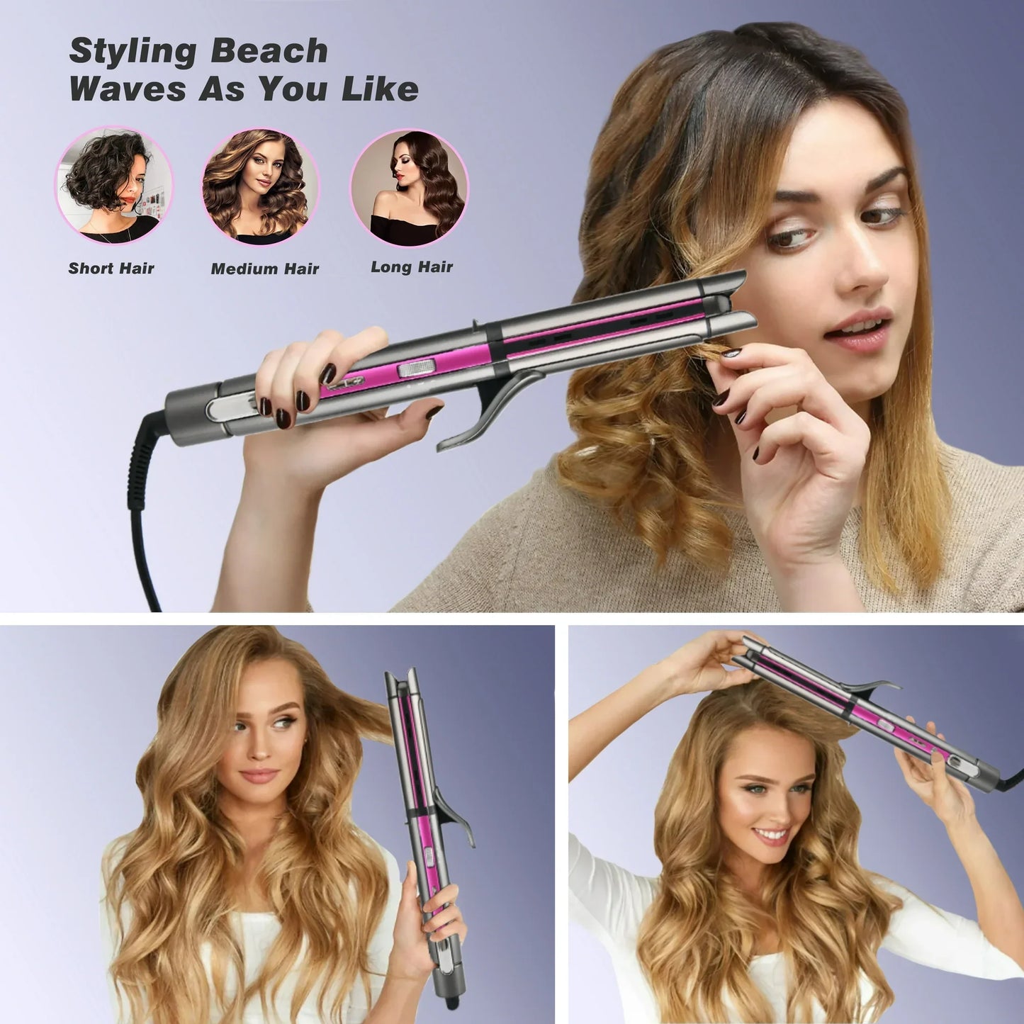 Iris Pretech Ceramic 1.3 in ABS Multi Functional Hair Curling Iron, Fast Heating, Auto Shut off, Digital Display, Gray