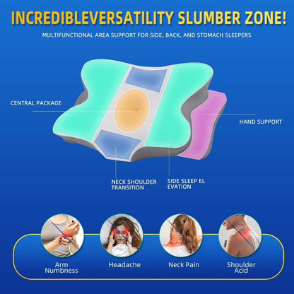 GTNSHUAI Cervical Pillow for Neck Pain Relief, Adjustable Orthopedic Memory Foam Bed Pillows with Cooling Case