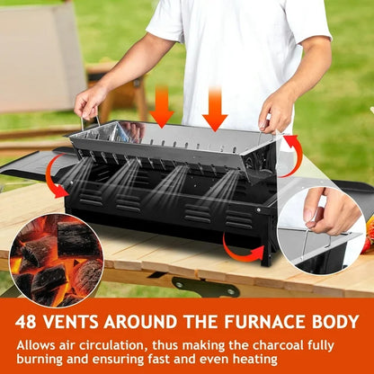 Ktaxon Portable Steel Charcoal Grill BBQ Grill Foldable Grill w/ Storage Bag Black