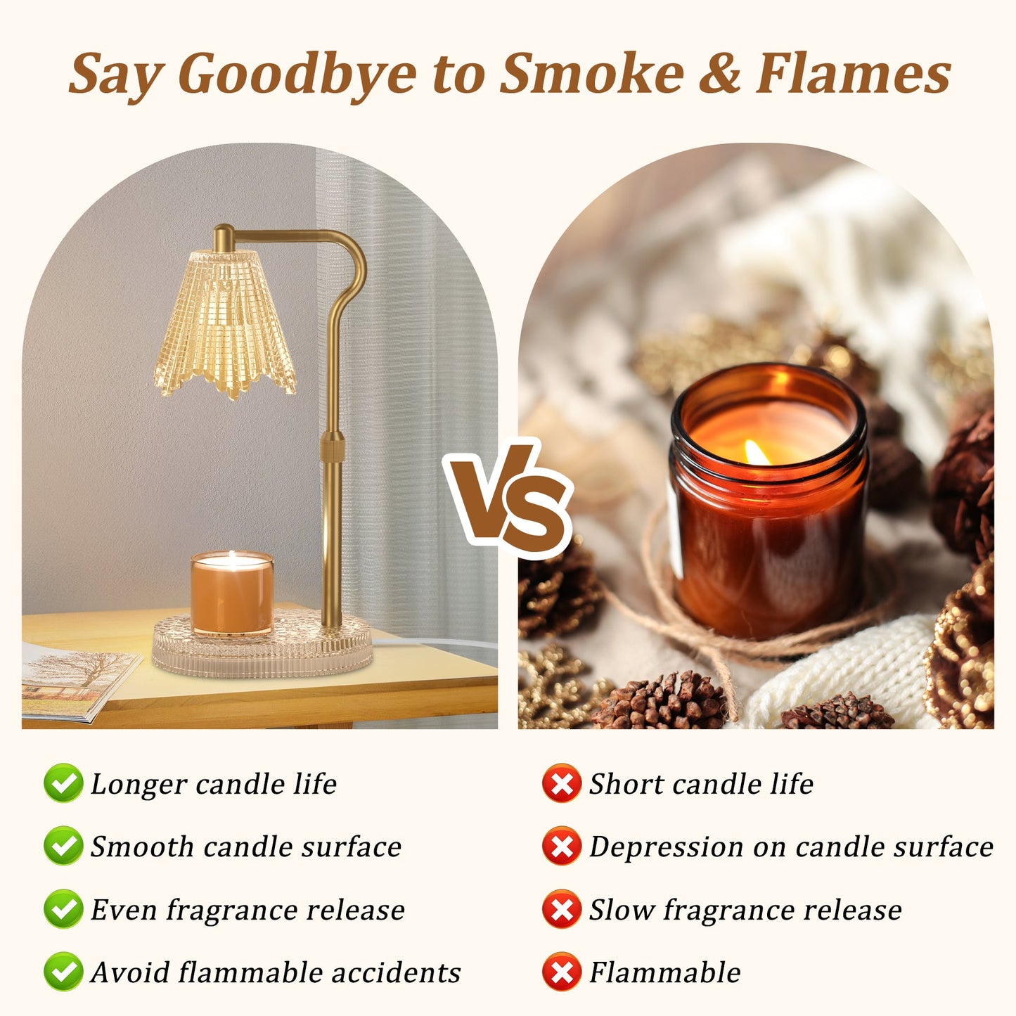 Candle Warmer Lamp with Crystal Base, Wax Warmers with 2 Bulbs Timer and Dimmer, Adjustable Height for All Jar Candles, Home Decor, Gifts for Housewarming