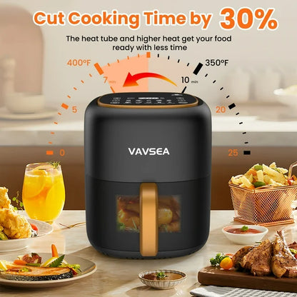 VAVSEA 6.5QT Air Fryer with Visible Cooking Window, 10-in-1 Digital Touch Large Airfryer Oven Cooker with Non-Stick Basket, Dishwasher Safe, 1600W