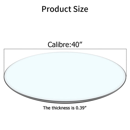 40 Inch Round Glass Dining Table Top,Circle Tempered Glass Kitchen Table Top with 4-6 Rubber Anti-Slip Ring,0.35'' Clear Circular Dining Table Top, for Dining,Restaurant Table and Lazy Susan