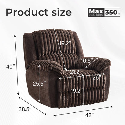 Power Recliner Oversize Chairs for Adults Electric Recliners Chair Soft Fabric Overstuffed Single Reclining Chair for Living Room for Big Man with USB Port