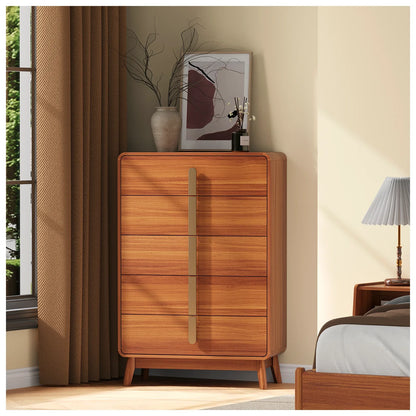 JOINICE Mid Century Modern Dresser,5 Drawer Adult Dresser, for Bedroom,Living Room,Cherry