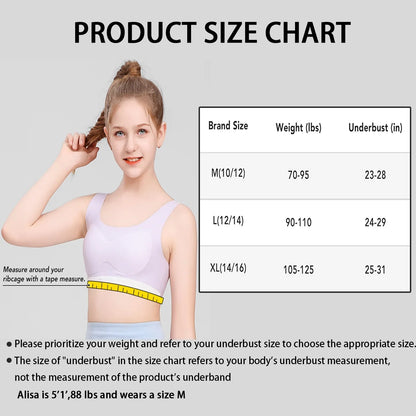 Seamless Training Bras W/ Lightweight Fixed Cups£¬Invisible Dig-Free Teen Bras for Girls 10-16 £¨4 Pack)