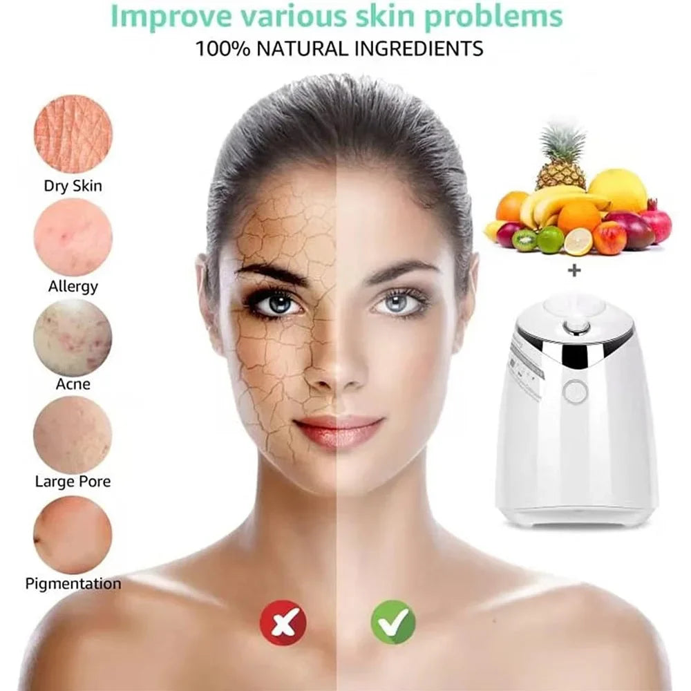Facial Mask Machine Diy Face Mask Machine, Natural Fruit Vegetable Mask Maker for Skin Care, SPA Facial Skin Care, Face Mask Maker Machine Kit With Collagen Pills, Easy to Use and Clean