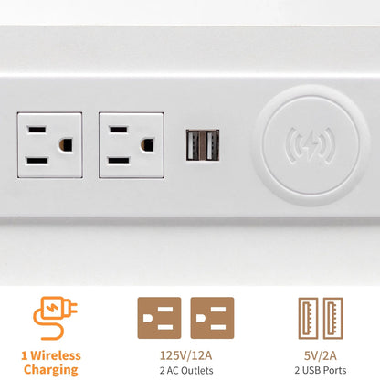 Ktaxon Nightstand with Wireless Charging Station for Bedroom, Bedside Table Night Stand with Hutch and Storage Drawers, White