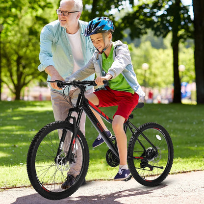 Ktaxon 24" Mountain Bike with Shimano 21 Speed, Disc Brakes, Kids Bicycles for Boys Girls