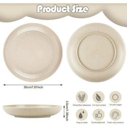 4pcs Dinner Plates 8inch Reusable Plastic Plates Microwave and Dishwasher Safe Dishes