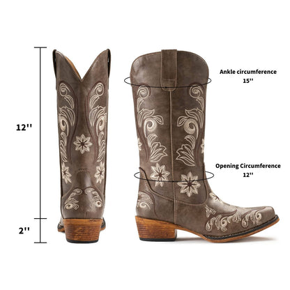 IUV Mid-Calf Cowgirl Boots Cowboy Western Pull-On,Sizes 5-11