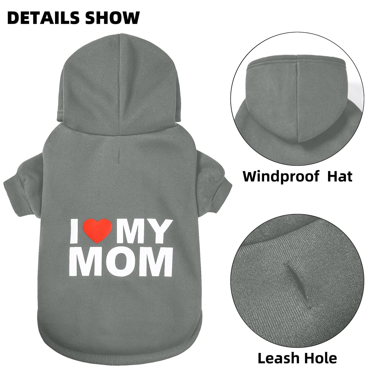 Dog Sweater Dog Hoodie Cold Weather Dog Coat Hooded Sweatshirt for Puppies,Cats, Small Medium Large Dogs MOM