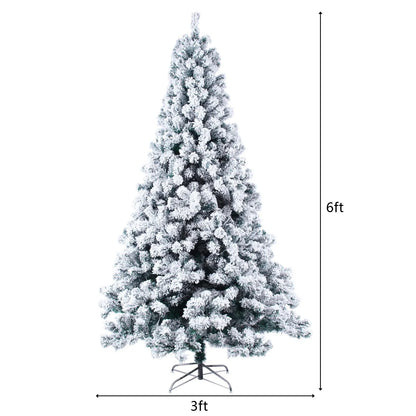 Ktaxon 6ft Pre-Lit Snow Flocked Artificial Christmas Pine Tree Holiday Decor