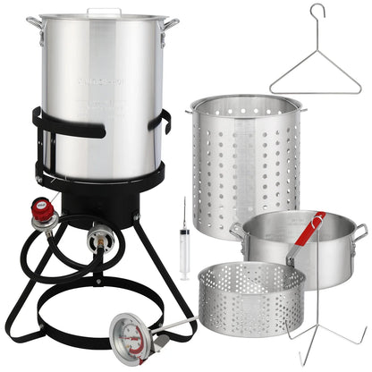 Ktaxon Propane Outdoor Fryer Kit Aluminum Frying/Boiling Turkey Fryer Pot 30QT 4 Piece Set