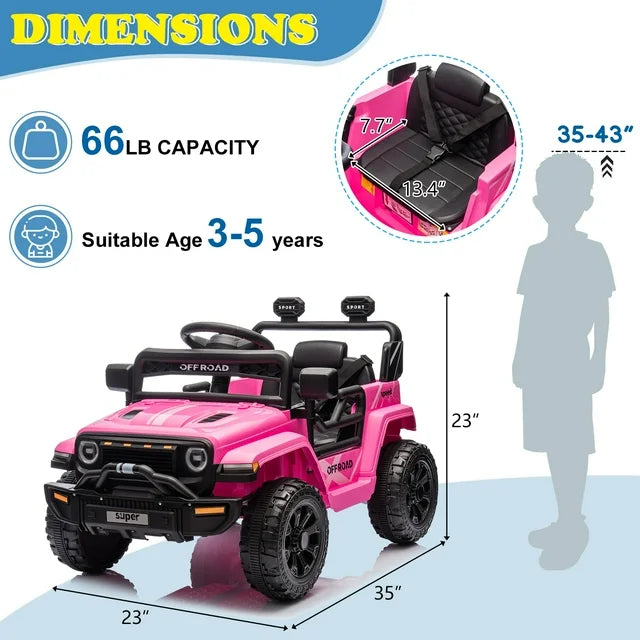 Ktaxon 12V Powered Ride On Car Truck, Kids Electric Car w/Parent Remote Control, Spring Suspension, LED Lights- Pink