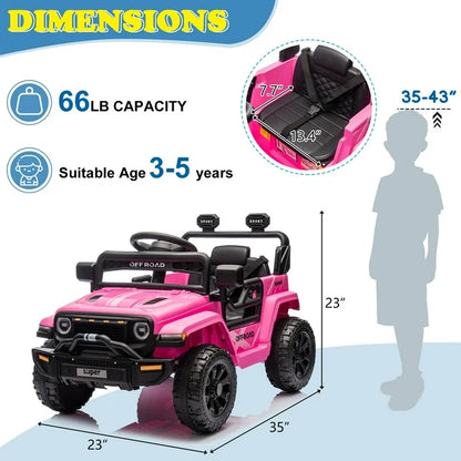 Ktaxon 12V Powered Ride On Car Truck, Kids Electric Car w/Parent Remote Control, Spring Suspension, LED Lights- Pink