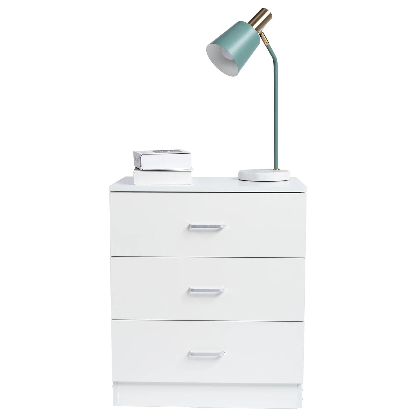 Ktaxon 3-Drawer Dresser Pure White with Metal Handles Bedside Night Stand Bedroom, White