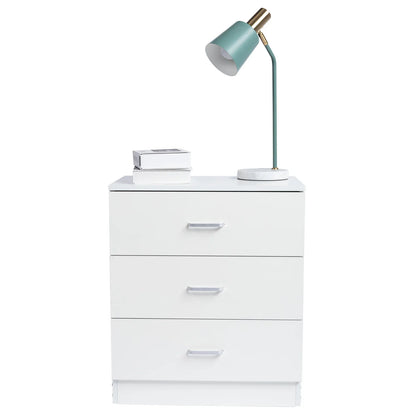 Ktaxon 3-Drawer Dresser Pure White with Metal Handles Bedside Night Stand Bedroom, White