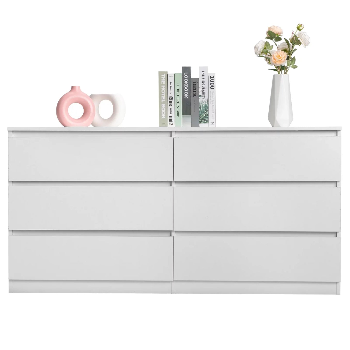 Ktaxon 6 Drawer Double Dresser, Kids Dresser, Nursery Dresser Drawer Organizer, Chest Of Drawers, White