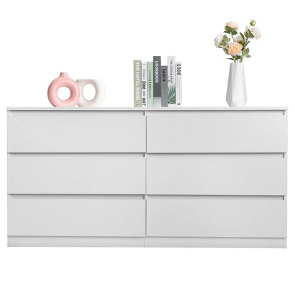 Ktaxon 6 Drawer Double Dresser, Kids Dresser, Nursery Dresser Drawer Organizer, Chest Of Drawers, White