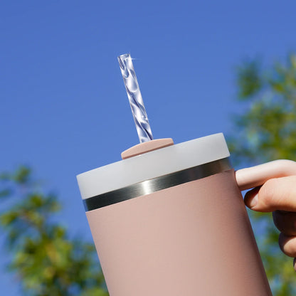 NiHome 12PCS Wave Pattern Plastic Drinking Straws for Stanley 40oz Tumbler with 2 Cleaning Brushes, 12" Long Durable PETG BPA-Free & Non-Toxic for Water, Cold Drinks, Milkshakes(Mixed Colors)