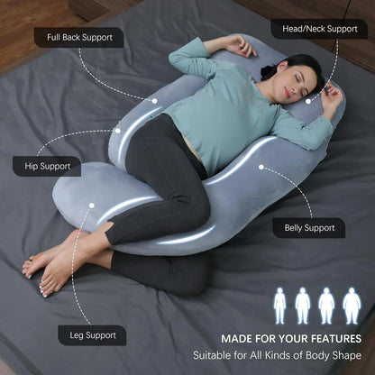 Pregnancy Pillows for Sleeping - U Shaped Full Body Maternity Pillow with Removable Cover - Support for Back, Legs, Belly, 57 Inch