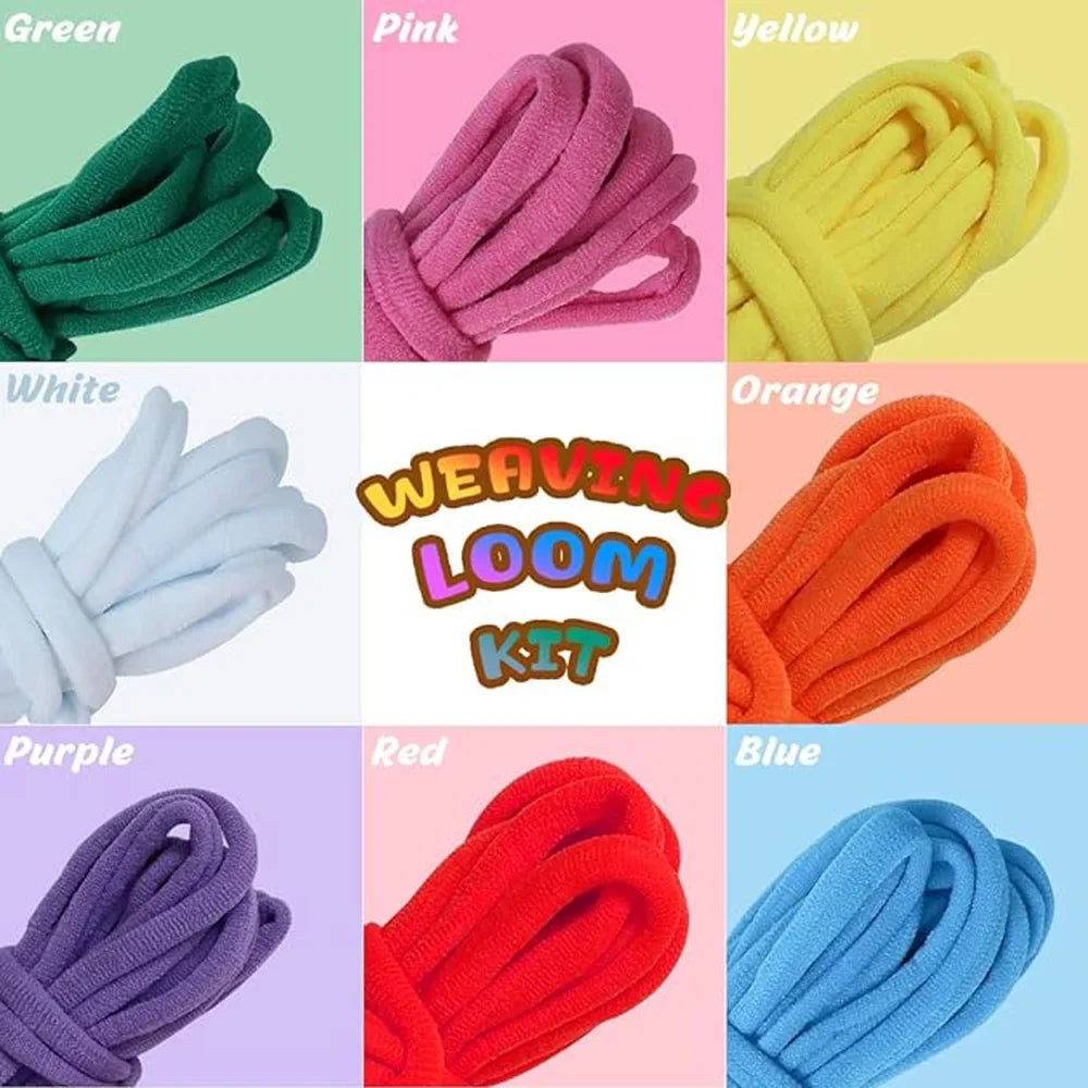 Weaving Loom Kits, 8 Colors Elastic DIY Loops Weaving Crafts Kit for Girls age 6-12,7" pot holder Loom Knitting Kits and gifts for kids and Beginner