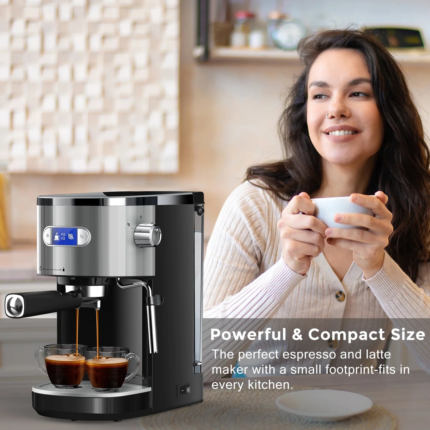 Moifoi 20-Bar Espresso Machines Semi-Automatic Espresso Machines with Milk Frother Steam Wand