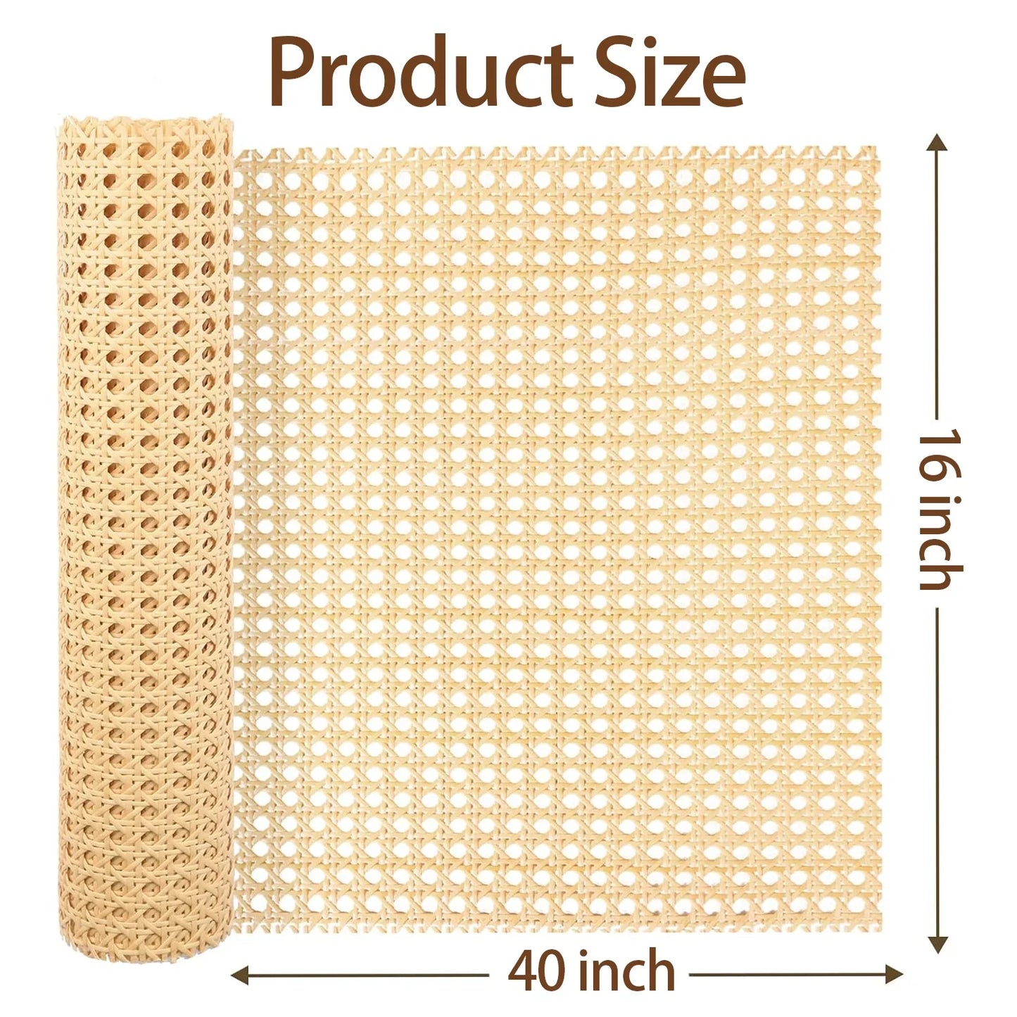 16 Width Cane Webbing Roll 3.3ft,Versatile Rattan Material for DIY Projects and Furniture Upgrades, Ideal for Repairing and Updating Chairs & Cabinets