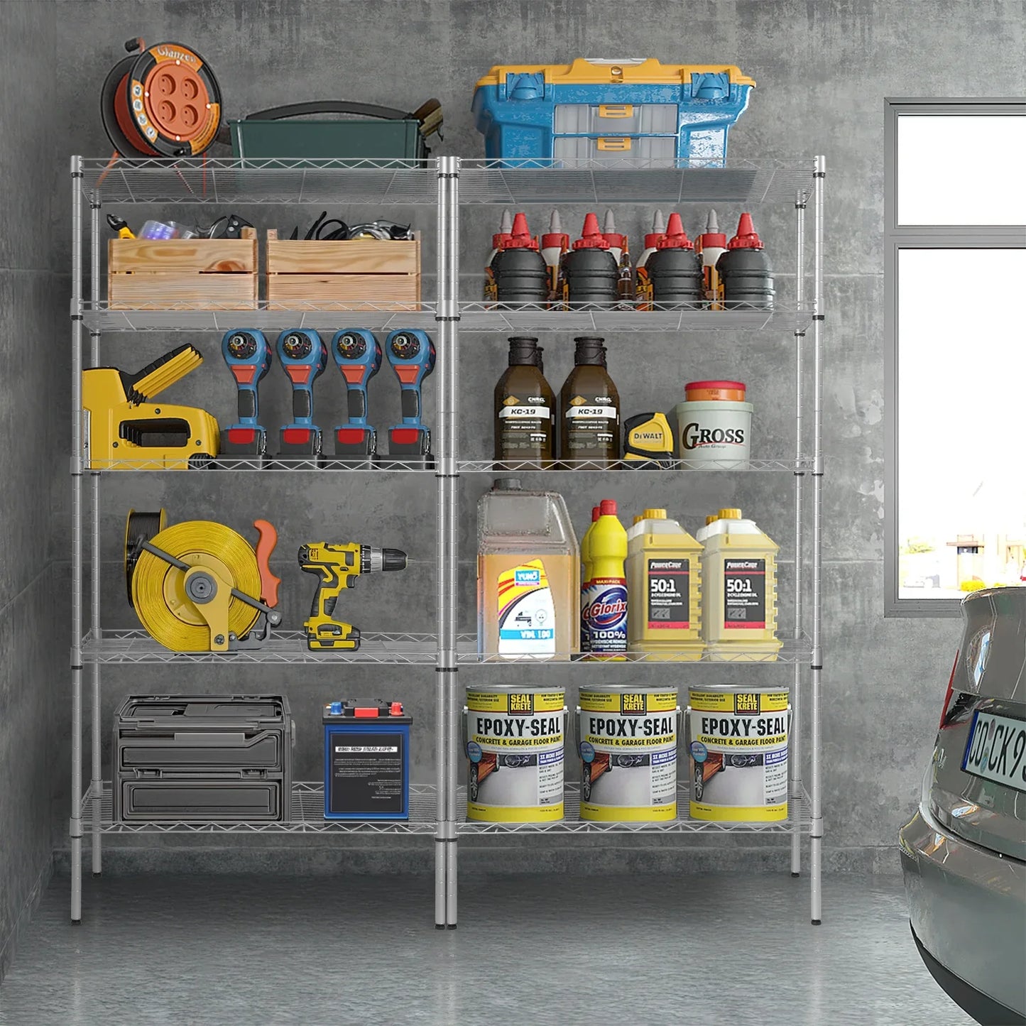 Ktaxon 5-Tier Wire Shelving Unit, Steel Storage Rack for Office Kitchen 30" W x 14" D x 60" H, Silver