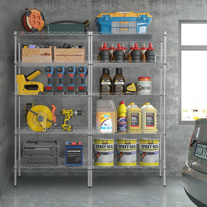 Ktaxon 5-Tier Wire Shelving Unit, Steel Storage Rack for Office Kitchen 30" W x 14" D x 60" H, Silver