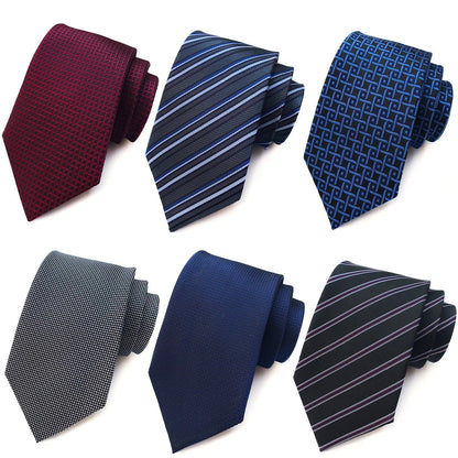 Men's Necktie Set Classic Silk Polyester Tie Woven Stripe Jacquard Neck Ties for Office Wedding Casual (6 PCS)
